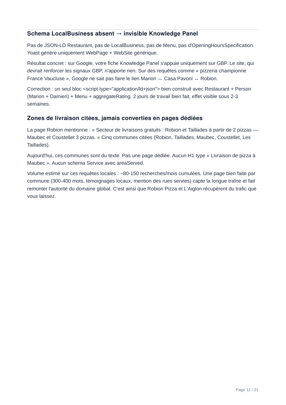 Rapport d'audit Aurentia — page 11