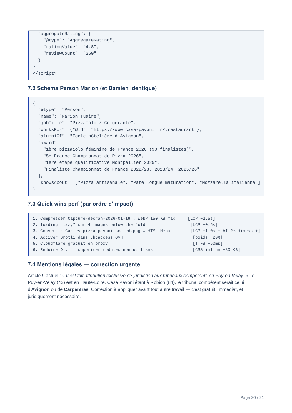 Rapport d'audit Aurentia — page 20