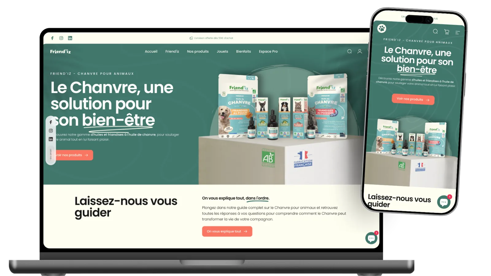 Page d'accueil d'une boutique en ligne