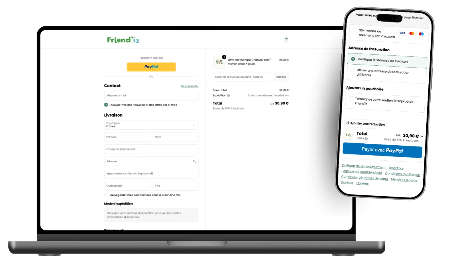 Page de paiement simple et mobile-first